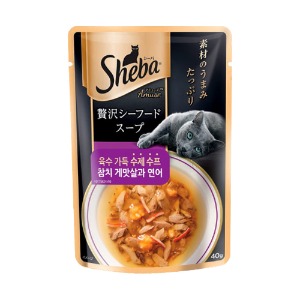 쉬바 수제수프 고양이파우치 참치 게맛살과 연어 40g 