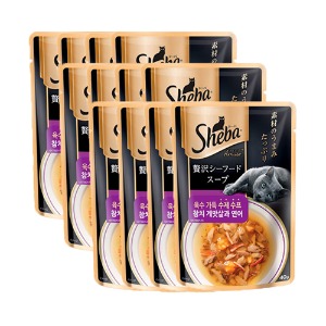 쉬바 수제수프 고양이파우치 참치 게맛살과 연어 40g × 12개 