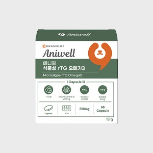 대웅펫 애니웰 식물성 rTG 오메가3 (강아지 고양이 겸용)60정 (캡슐) 18g 