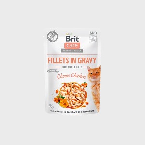 [유통기한 2024.07.25.] 브릿 케어 고양이 주식 파우치  초이스 닭고기 (그레이비) 85g 
